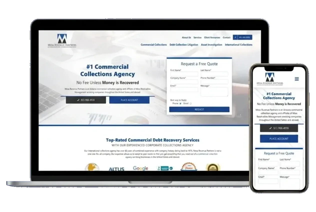 The MRP Collects website shown on a laptop and phone