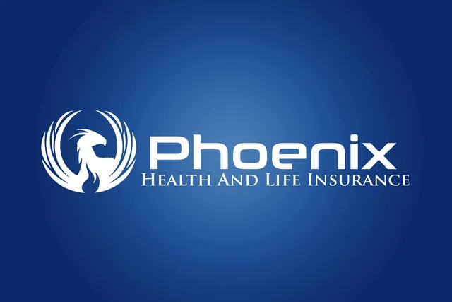Phoenix Health and Life Insurance logo with a white phoenix bird on a blue background